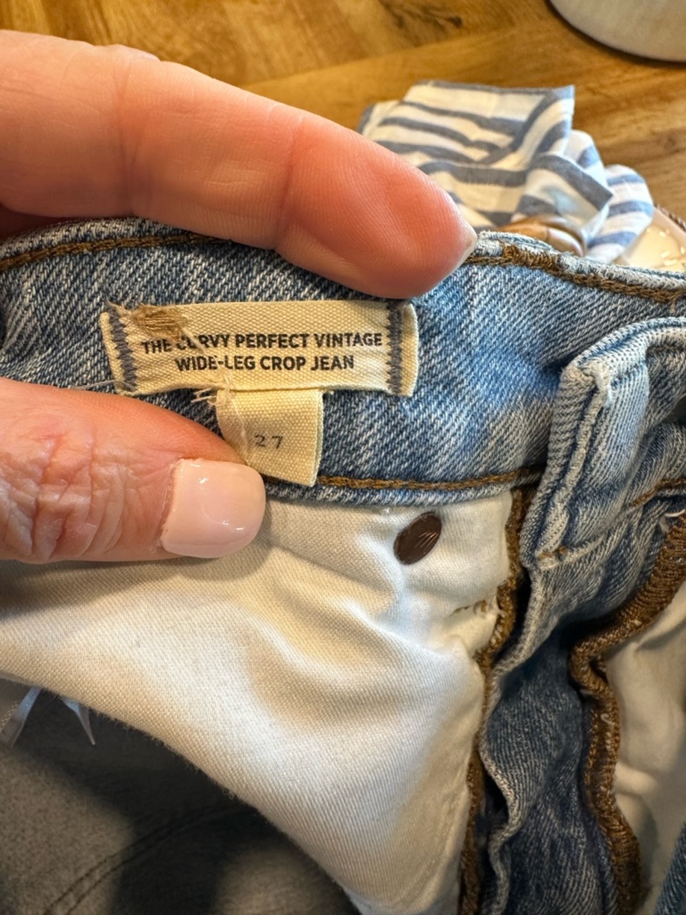 Light Wash Straight Leg Jeans - Frayed Hem - Picture 3 of 3